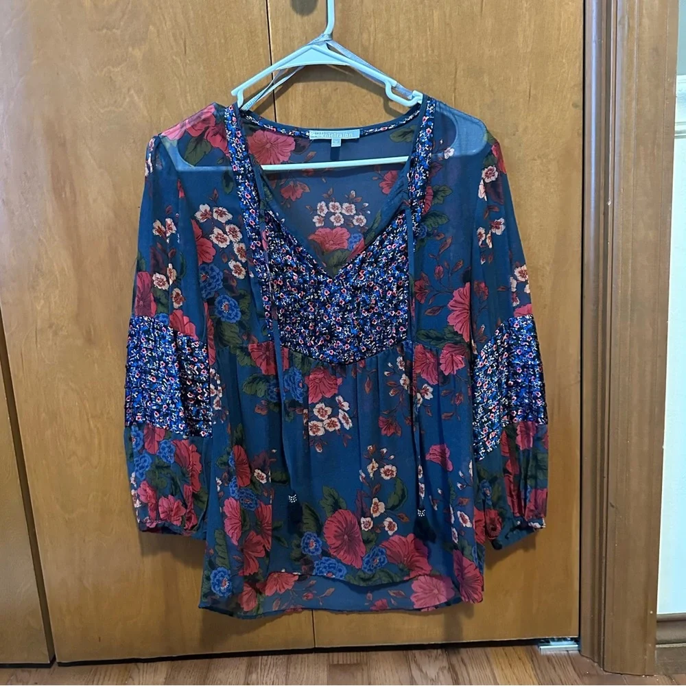 Purple floral blouse - Picture 1 of 4
